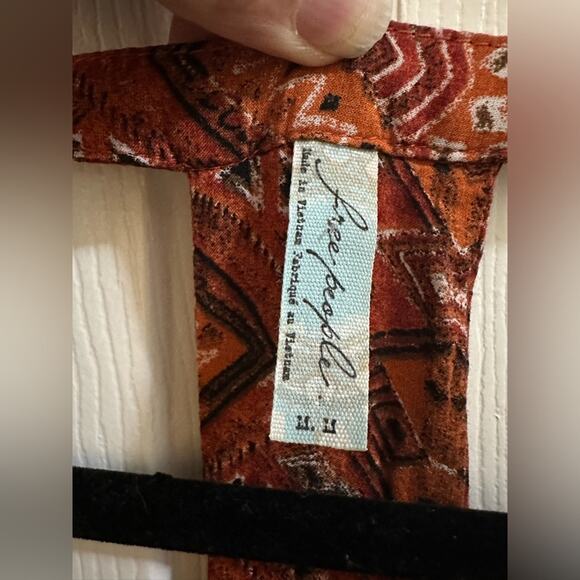 Free People Sundown Babydoll Short Mini Dress Orange Size Medium with pockets! - Picture 4 of 8